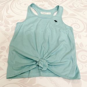 Girls Abercrombie Kids Aqua Racerback Tank Tie Front 7/8
